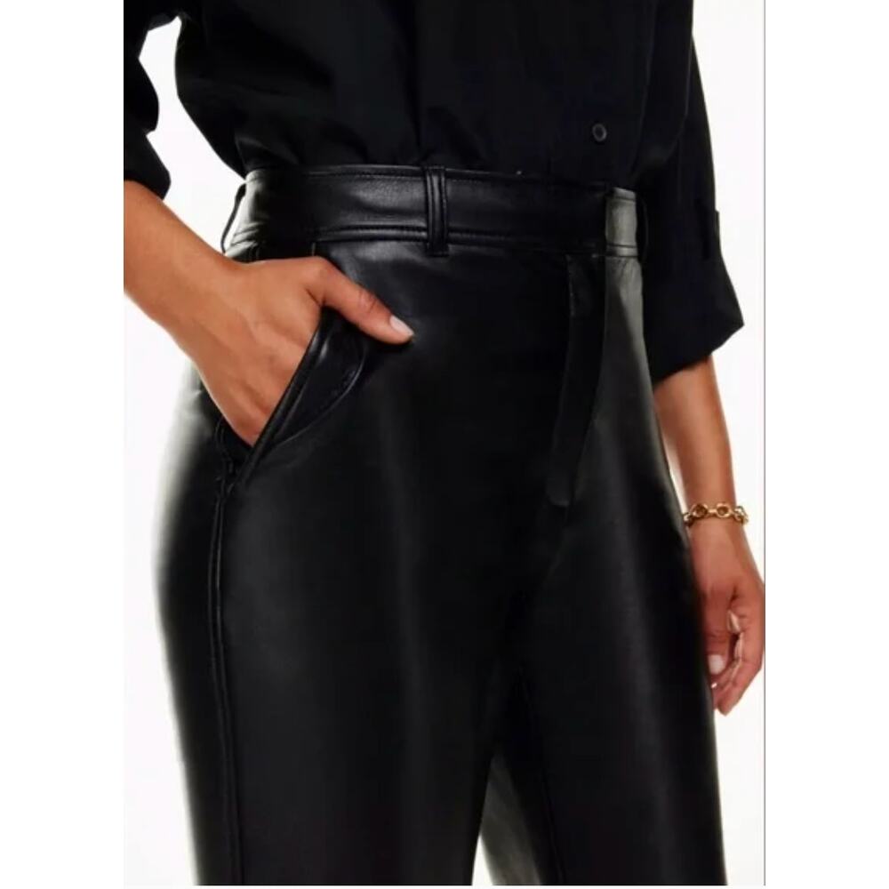 NWT ARITZIA BABATON Command Pant Size 16 Vegan Faux Leather Black Cropped Ankle